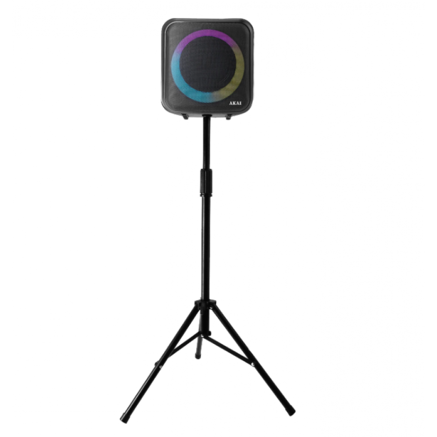 Boxa Portabila Activa, Cu Trepied, Bluetooth 5.0, Display Lcd, Lumini Dinamice, Putere 20w, Usb, Card Sd, Radio Fm, Karaoke, Inregistrare Karaoke, Telecomanda, Negru