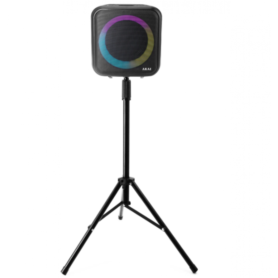 Boxa Portabila Activa, Cu Trepied, Bluetooth 5.0, Display Lcd, Lumini Dinamice, Putere 20w, Usb, Card Sd, Radio Fm, Karaoke, Inregistrare Karaoke, Telecomanda, Negru