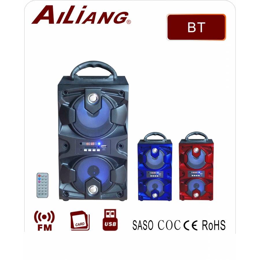 Boxa Portabila Ailiang , Port Usb , Microsd Card , Aux In ,conectivitate Bluetooth , Joc De Lumini Pe Difuzorele De Bass , 100 Hz ~ 18 Khz , Putere 30 W , Baterie Reincarcabila 1200 Mah , Negru