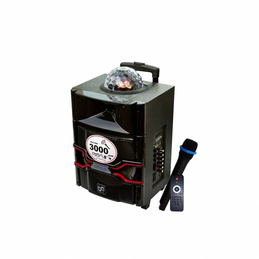 Boxa Portabila Audio Rts , Difuzor Audio 10 Inch , Microfon Wireless Si Telecomanda Wireless Incluse , Intrare Usb , Card Sd , Tuner Radio Fm , Intrare Aux , Joc De Lumini
