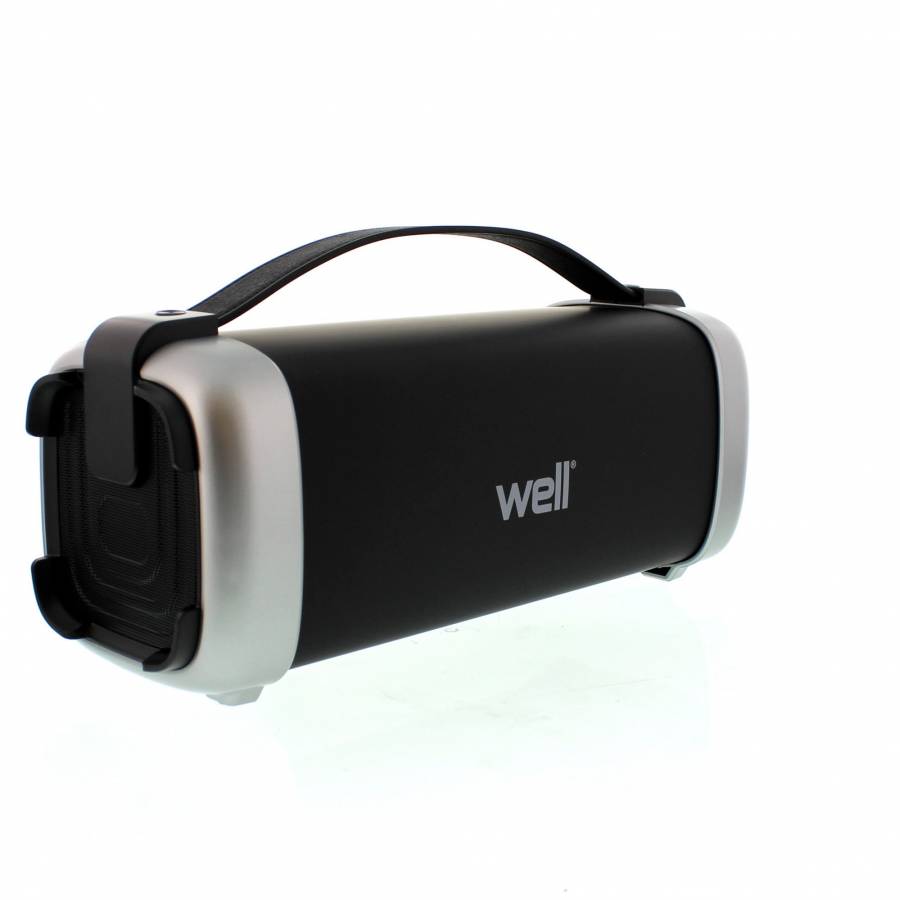 Boxa Portabila Cu Conectivitate  Bluetooth Exalt Well , Maner De Transport , Radio Fm ,  1800 Mah , Raspuns Frecventa 100hz - 20khz  , Splashproof , Negru/alb