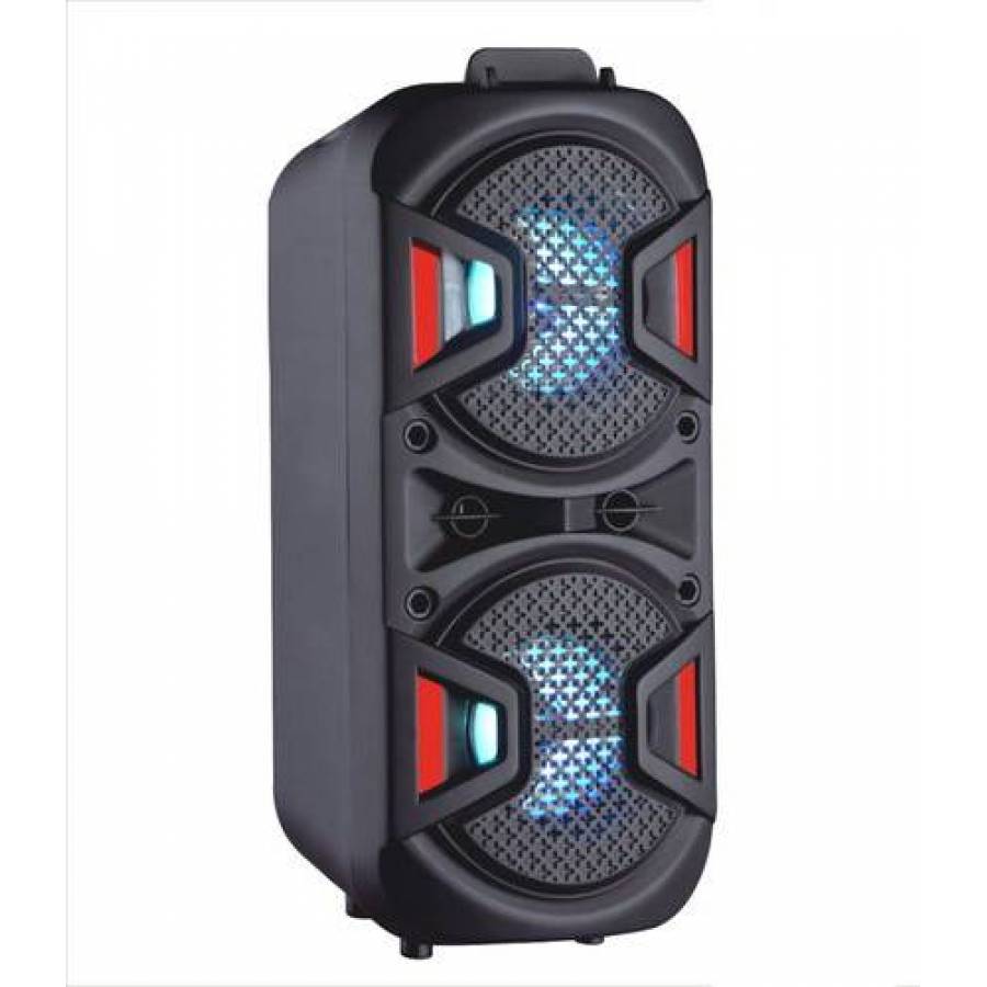 Boxa Portabila Cu Conectivitate Bluetooth Klausstech, Aux In, Radio Fm, Port Usb, Slot Sd Card, Acumulator Reincarcabil 1800 Mah, Subwoofer 5 Inch, Lumini Led, Design Modern, Negru