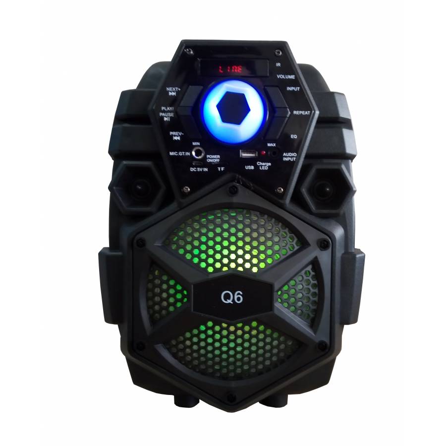 Boxa Portabila Cu Functia Bluetooth , Port Usb ,tf Card , Aux In , Curea De Umar , Lumini Pe Woofer ,  Frecvtenta  90hz-20khz , 60 Db , Negru