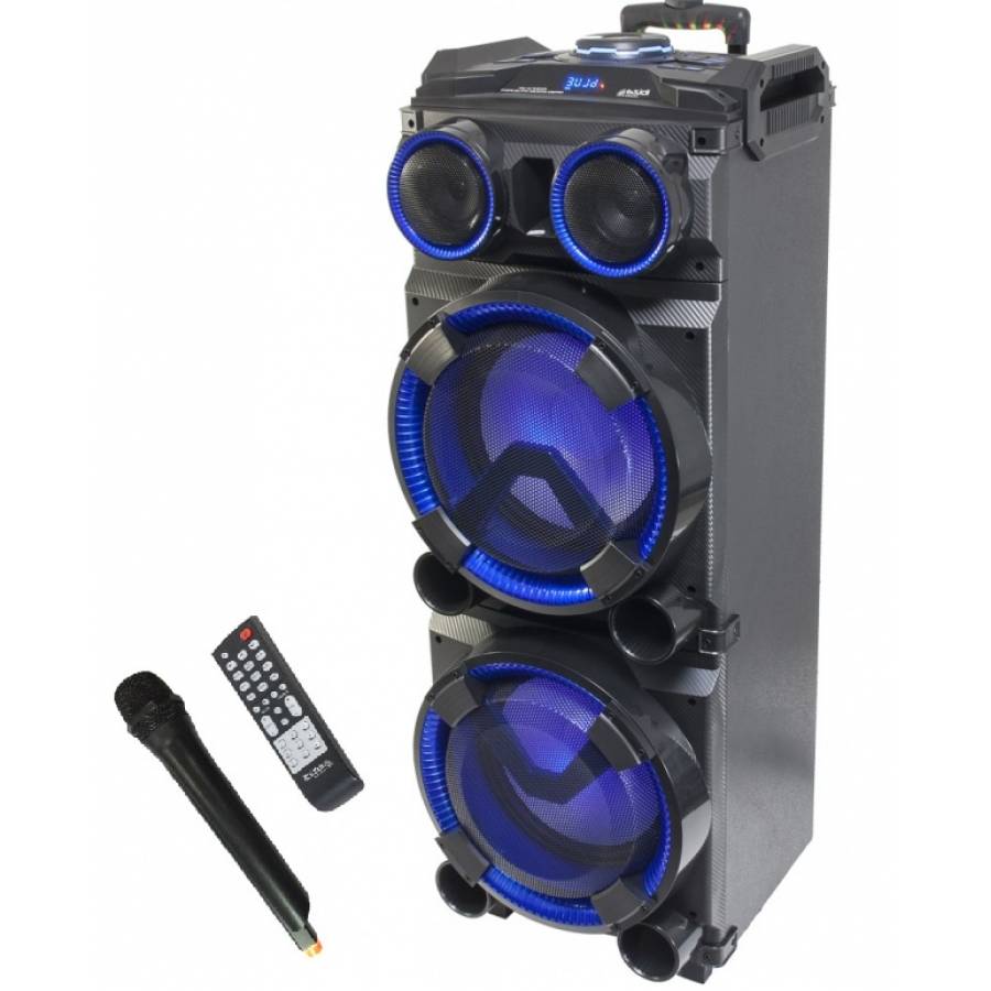 Boxa Portabila Ibiza Dj  , Lumini Woofere , Troler , Cititor Usb , Sd Card