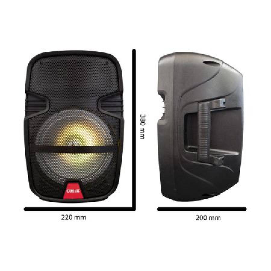 Boxa Portabila Karaoke Cmik , Conectivitate Bluetooth / Tf Card / Port Usb / Radio Fm / Led Pe Woofer ,putere Rms De 90 W , Baterie Reincarcabila 3400 Mah , Negru