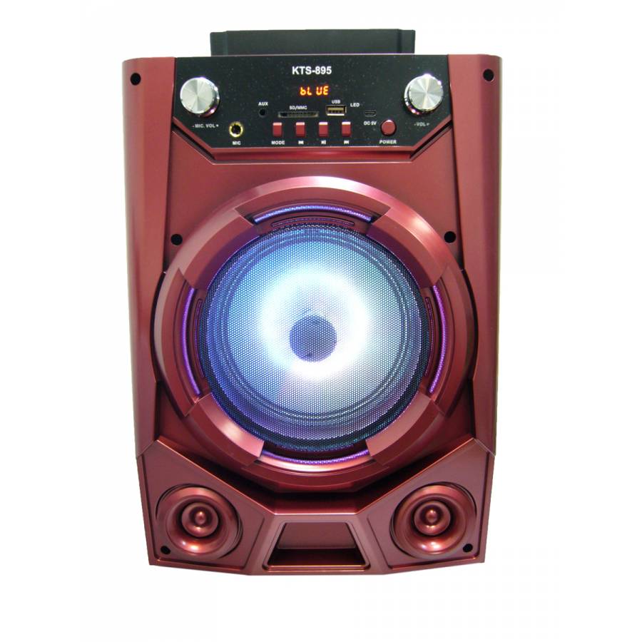 Boxa Portabila Klausstech, Microfon, Radio Fm, Sd Card, Bluetooth, Usb, Compatibilitate Universala, Putere 20w, Lumini Led, Baterie 2000 Mah, Rosu