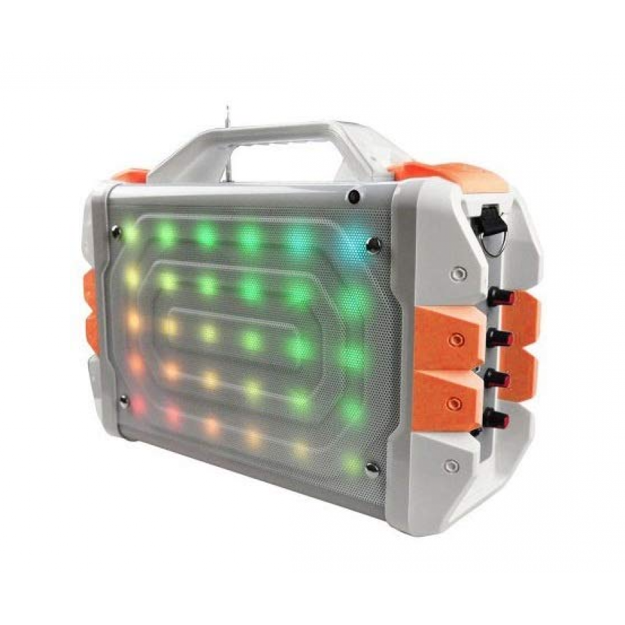 Boxa Portabila Klausstech, Microfon, Telecomanda, Putere 30w, Bluetooth, Mp3, Tf Card, Radio Fm, Usb, Lumini Led, Usor De Transportat Si Depozitat, Simplu De Folosit, Gri/portocaliu/alb