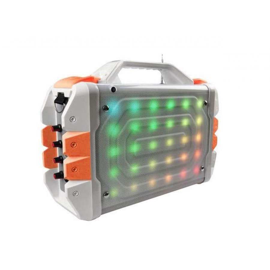 Boxa Portabila Klausstech, Microfon, Telecomanda, Putere 30w, Bluetooth, Mp3, Tf Card, Radio Fm, Usb, Lumini Led, Usor De Transportat Si Depozitat, Simplu De Folosit, Gri/portocaliu/alb