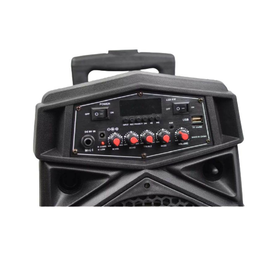 Boxa Portabila Klausstech, Troler, Microfon, Radio Fm, Sd Card, Bluetooth, Usb, Egalizator, Compatibilitate Universala, Telecomanda, Putere 30w, Lumini Led, Negru