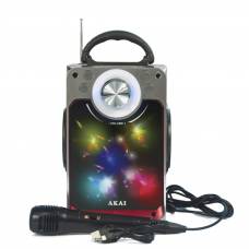 Boxa Portabila, Putere 6w, Bluetooth, Aux 3.5mm, Usb, Radio Fm, Karaoke, Lumini Led, Lumini Disco, Antena Extensibila, Maner De Transport, Microfon, Negru