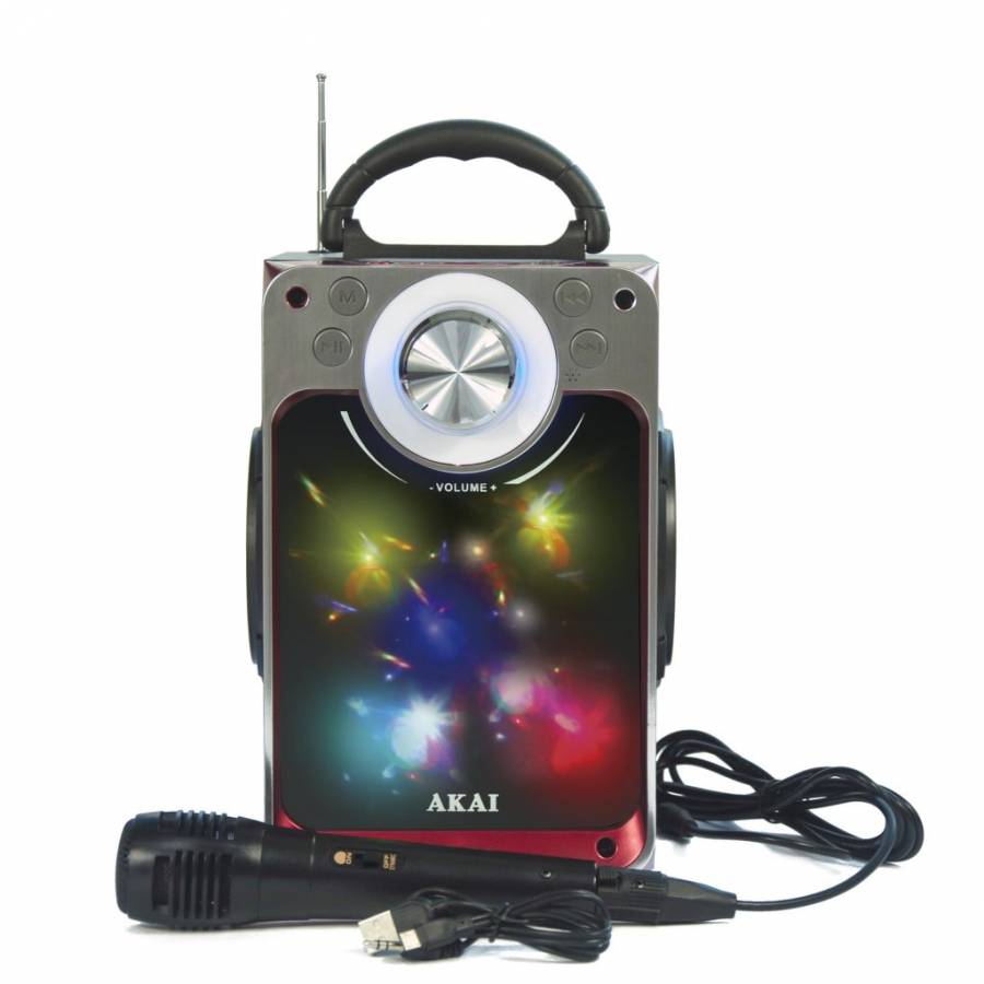 Boxa Portabila, Putere 6w, Bluetooth, Aux 3.5mm, Usb, Radio Fm, Karaoke, Lumini Led, Lumini Disco, Antena Extensibila, Maner De Transport, Microfon, Negru