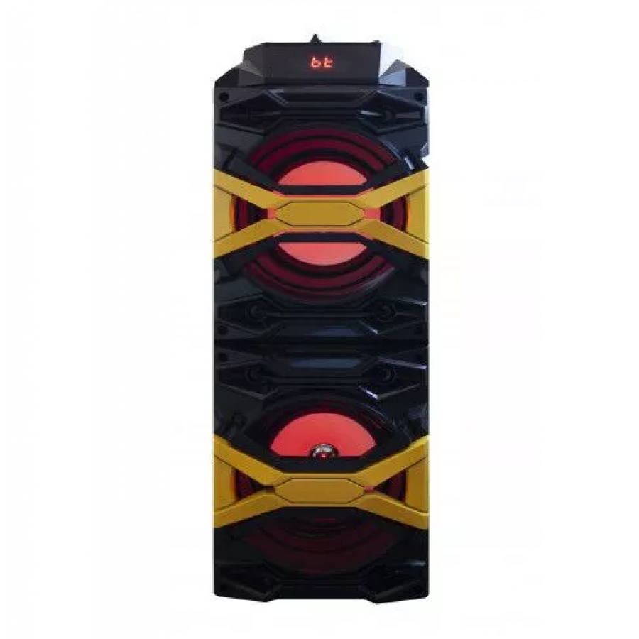 Boxa Portabila, Usb, Tf Card, Bluetooth, Fm, Aux, Lumini, Microfon, Telecomanda, Difuzor 4 Inch, 1500 Mah, Ecran Lcd, Mixer Integrat, Usor De Folosit, Ergonomica, Negru/galben