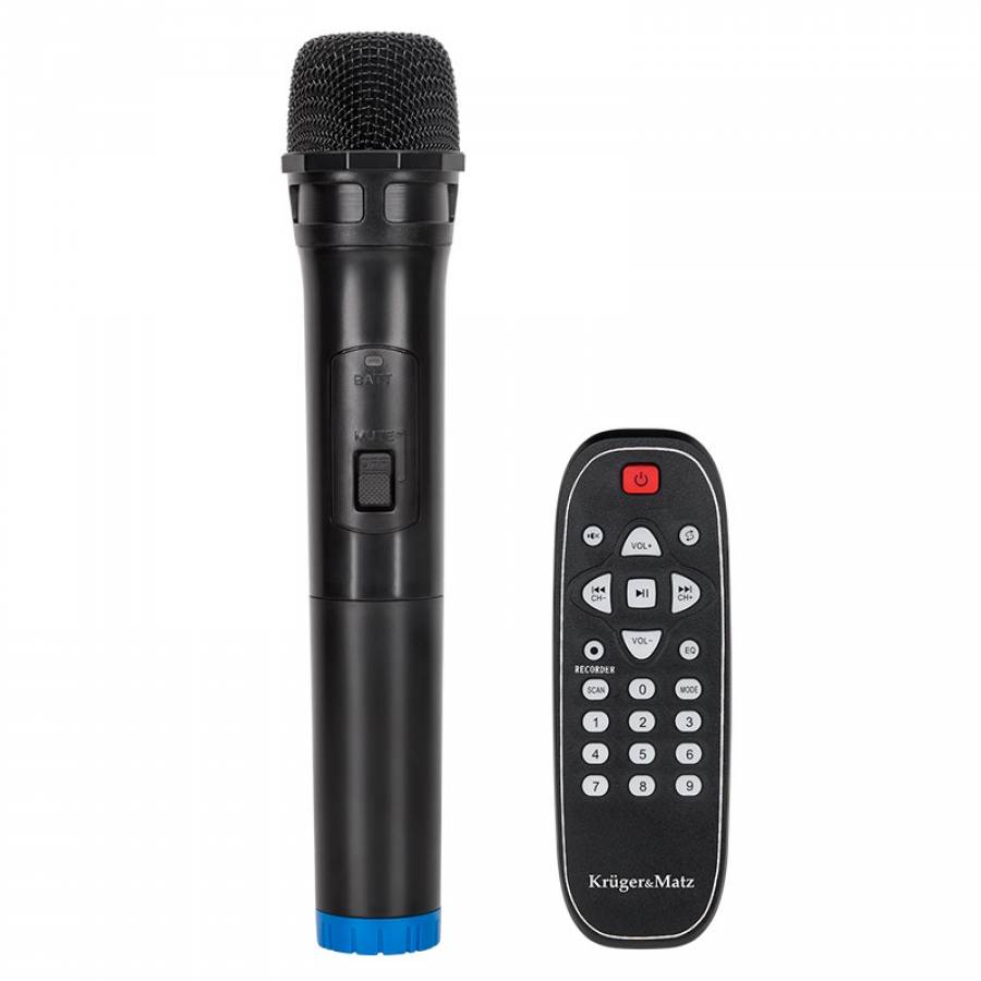 Boxa Portabila Wireless Kruger&matz, 20 W, Impedanta 3 Ohm, Difuzor 8 Inch, Microfon Si Telecomanda Incluse, Conectivitate Bluettoh, Aux In, Slot Sd Card, Raspuns In Frecventa 80 Hz - 20 Khz, Design Inovativ, Negru