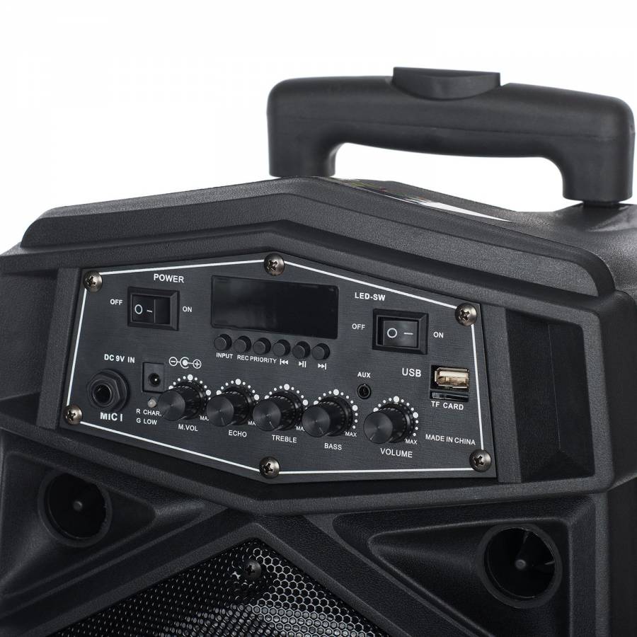 Boxa Profesionala Cu Conectivitate Bluetooth, Port Usb Si Tf Card, Display Digital Led, Microfon Input, Joc Lumini