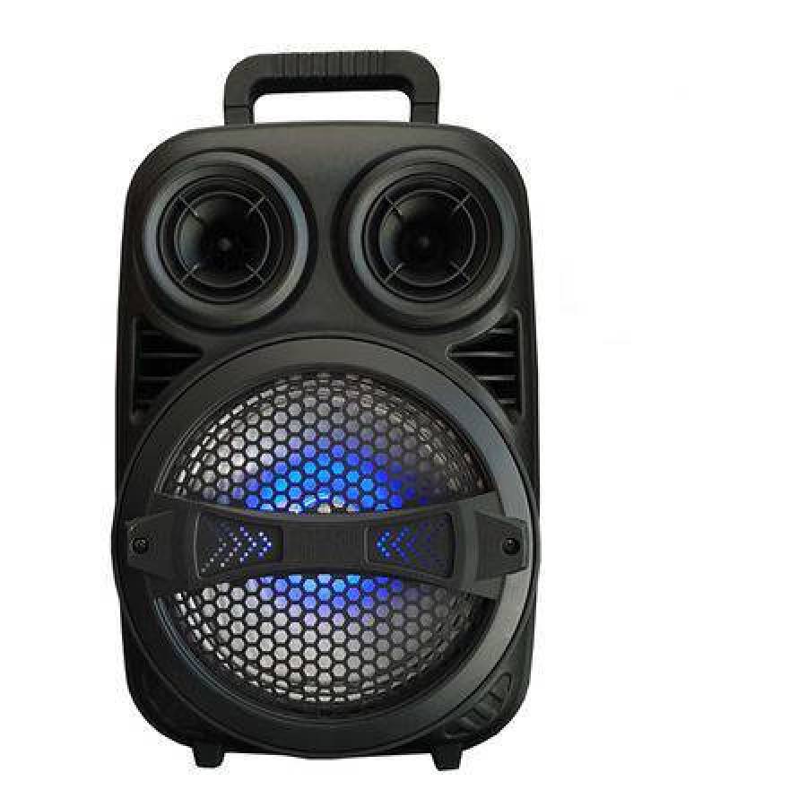 Boxa Profesionala Portabila Klausstech, 100 W, Telecomanda Inclusa, Diametru Difuzor 20 Cm, Lumini Led, Conectivitate Bluetooth, Acumulator Reincarcabil, Aux In, Radio Fm, Port Usb, Slot Sd Card, Design Ergonomic, Negru