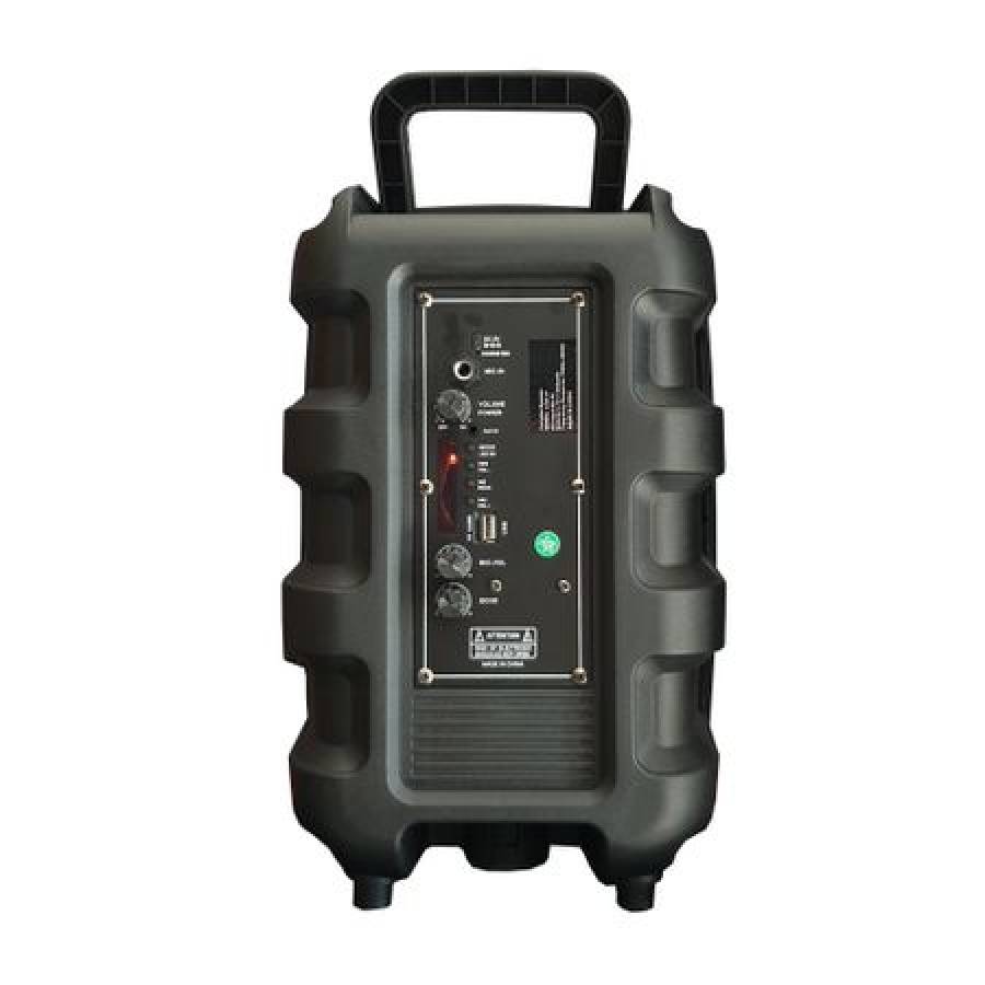 Boxa Profesionala Portabila Klausstech, 100 W, Telecomanda Inclusa, Diametru Difuzor 20 Cm, Lumini Led, Conectivitate Bluetooth, Acumulator Reincarcabil, Aux In, Radio Fm, Port Usb, Slot Sd Card, Design Ergonomic, Negru