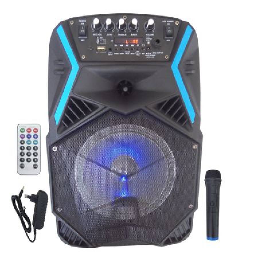Boxa Profesionala Portabila Klausstech, Putere 300 W, Sistem Karaoke, Display Digital, Conectivitate Bluetooth, Port Usb, Slot Sd Card, Aux In, Negru