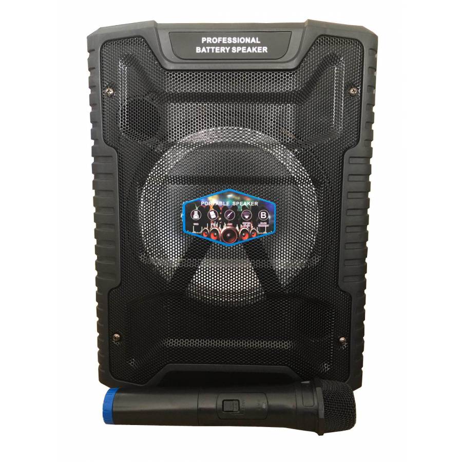 Boxa Profesionala Portabila Klausstech, Tip Troler, Putere 70 W, Microfon Wireless Inclus, Difuzor 8 Inch, Conectivitate Bluetooth, Port Usb, Aux In, Fm Radio, Slot Sd Card, Acumulator Reincarcabil, Design Modern, Negru