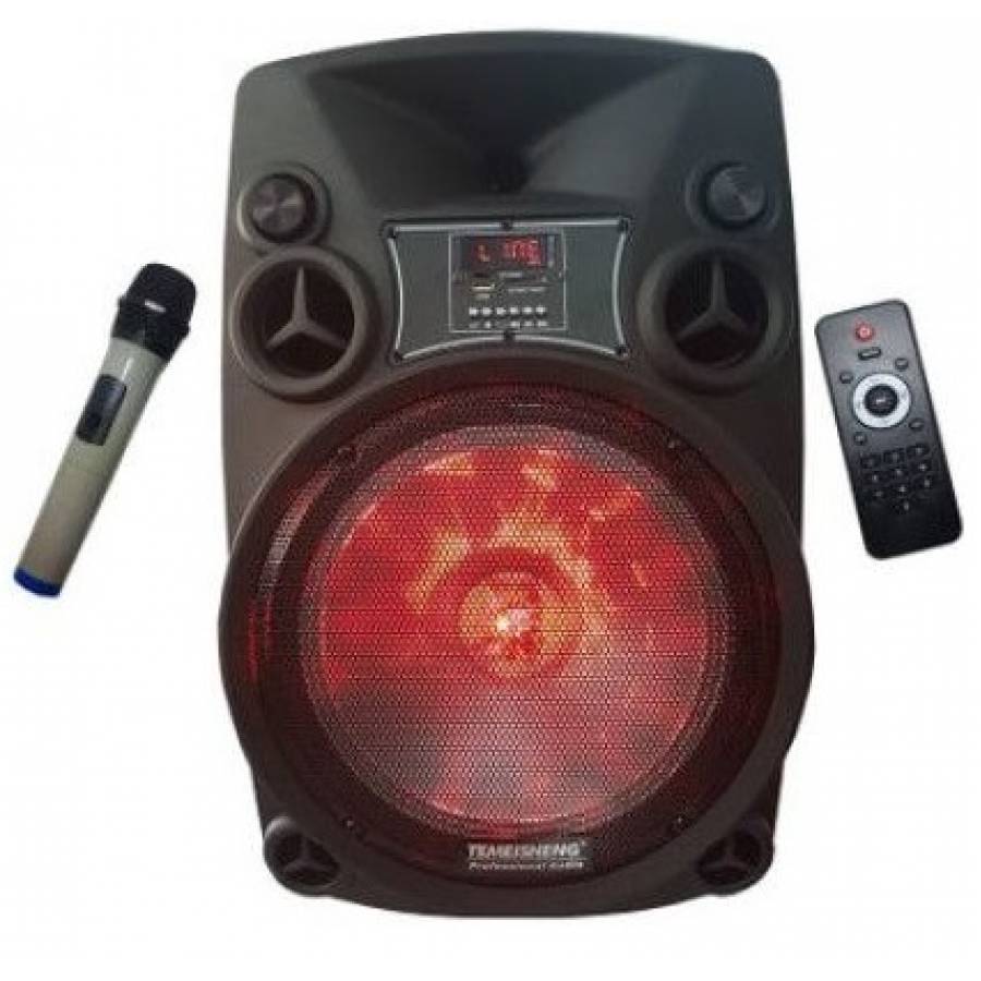 Boxa Profesionala Temeisheng ,putere 600w   Pentru Karaoke, Usb, Sd Card, Radio Fm, Bluetooth, Telecomanda Si Microfon, Cu Lumini Pe Difuzor