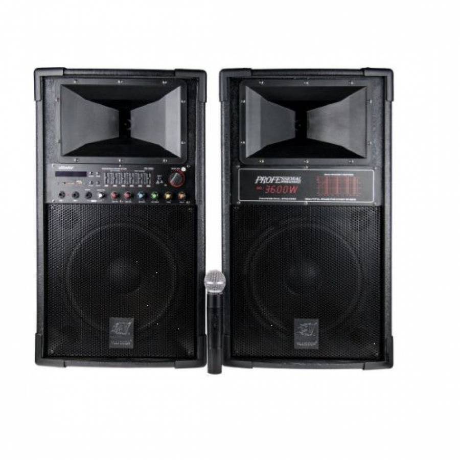 Boxe Active Profesionale Vlliodor , Putere 650 W , Microfon Wireless , Karaoke , Conectivitate Prin Functie Bluetooth , Port Usb , Incinta Lemn , Cablu De Legatura , Radio Fm , Culoare Negru