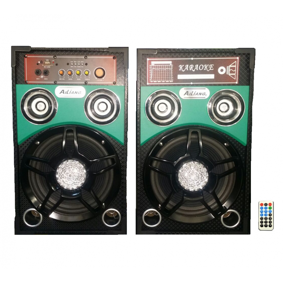 Boxe Audio Ailiang , Conectivitate Bluetooth , Lumini Si Led Lumini  , Conectare Dispozitive Usb / Sd / Sdhc / Mmc , 4 Ohmi , Bass Reflex , Negru/verde