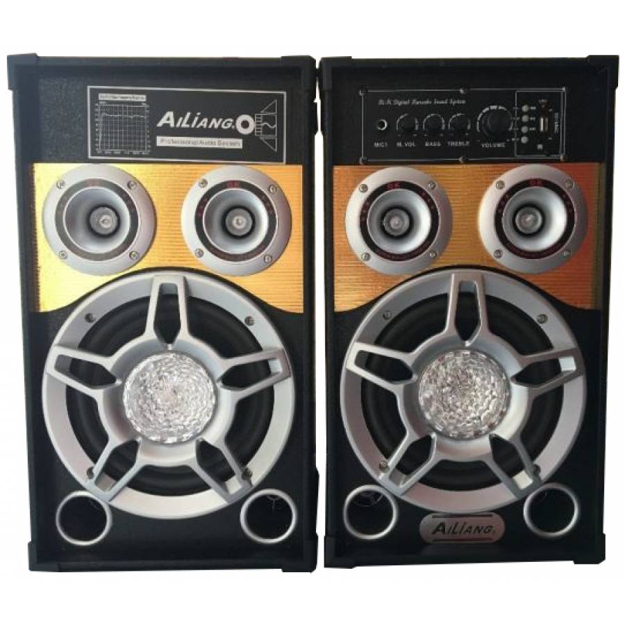 Boxe Audio Ailiang Profesionale , Cu Conectori Usb , Conectivitate Bluetooth ,  Sd Card , Lumini Led , 200 W , Negru