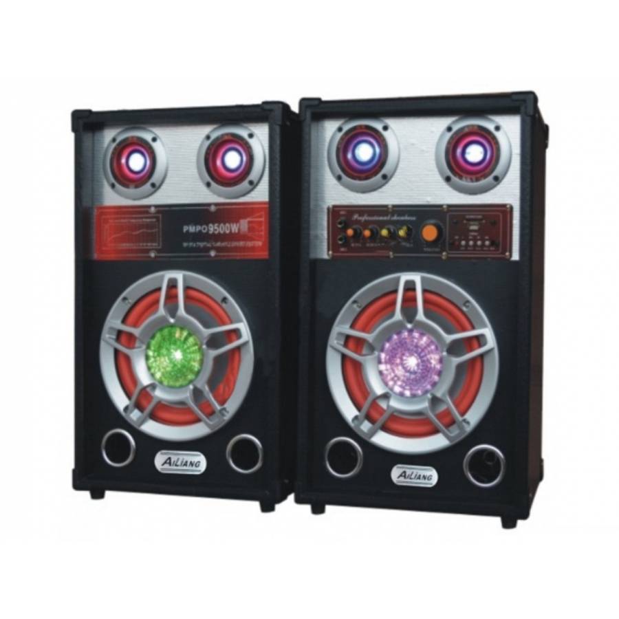 Boxe Audio  Profesionale Ailiang , 300 W , Port Usb , Sd Card , Joc De Lumini , 20 Hz-20khz ± 1.5 Db , 2 Intrari De Microfon , Distorsiuni