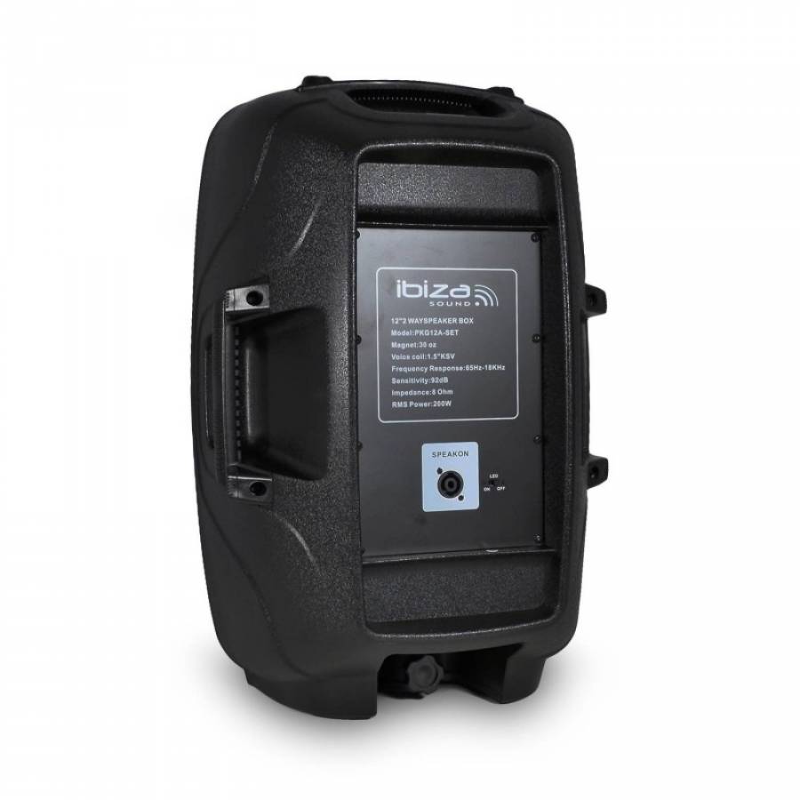 Boxe Profesionale Ibiza , Kit Sonorizare 2 X 12 Inch /30 Cm , Putere 2 X 200 W , Sistem Activ , Microfon Si Telecomanda Incluse , Port Usb , Card Sd , Tuner Fm , Afisaj Led , 8 Ohmi
