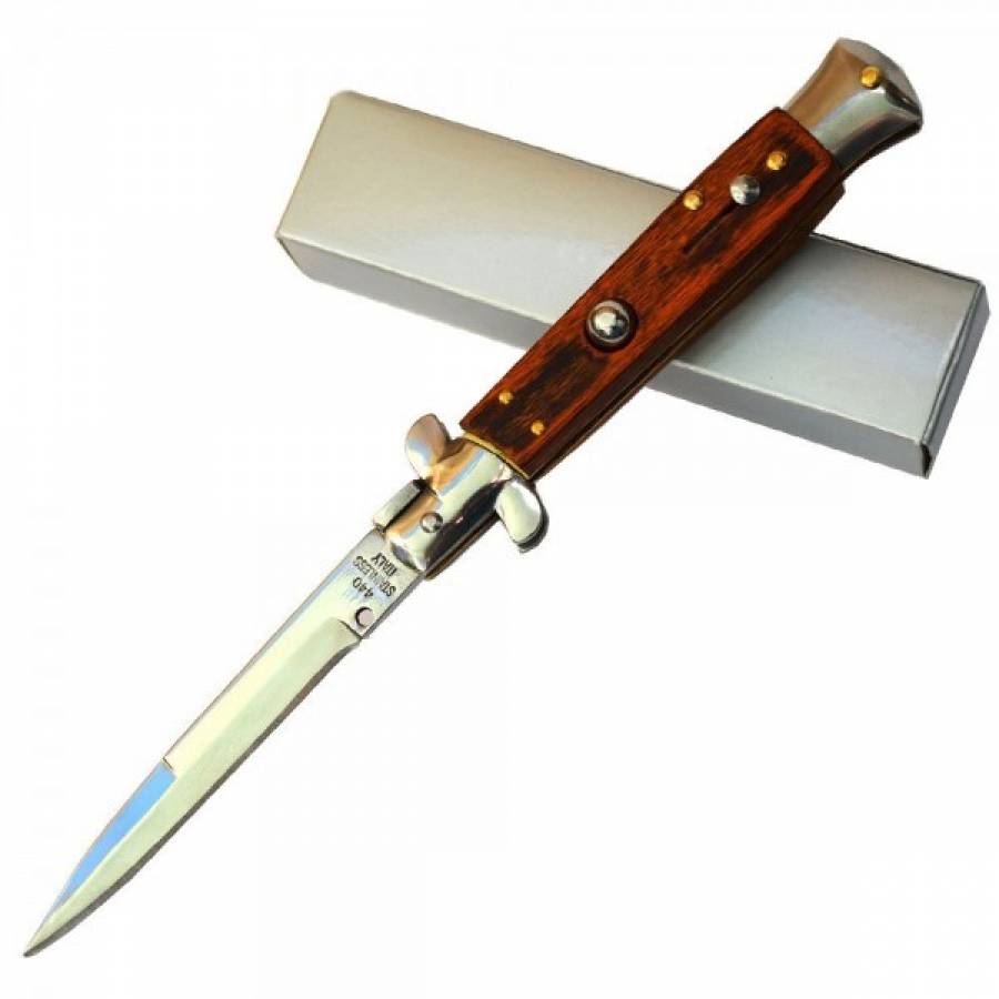 Briceag Stilleto Klausstech, 24 Cm, Lama Din Otel Inoxidabil, Sistem De Blocare, Usor, Ergonomic, Maro