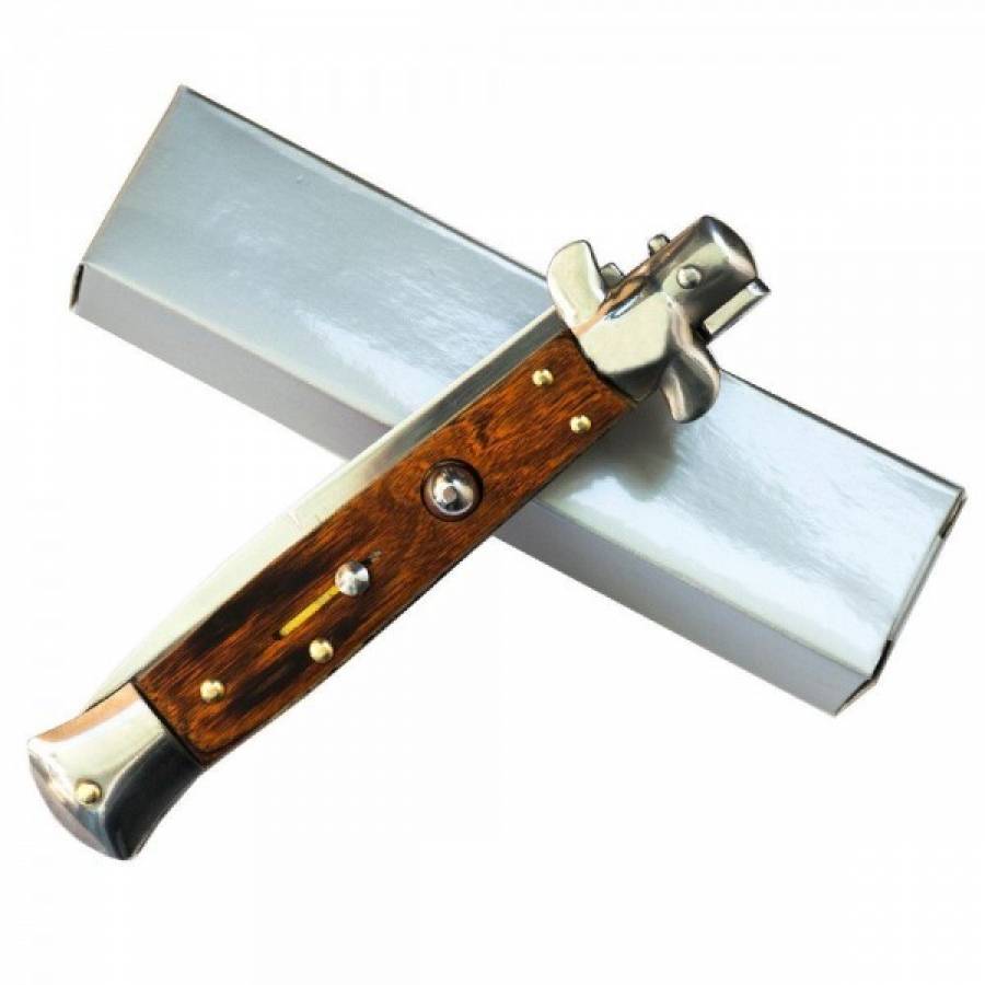 Briceag Stilleto Klausstech, 24 Cm, Lama Din Otel Inoxidabil, Sistem De Blocare, Usor, Ergonomic, Maro