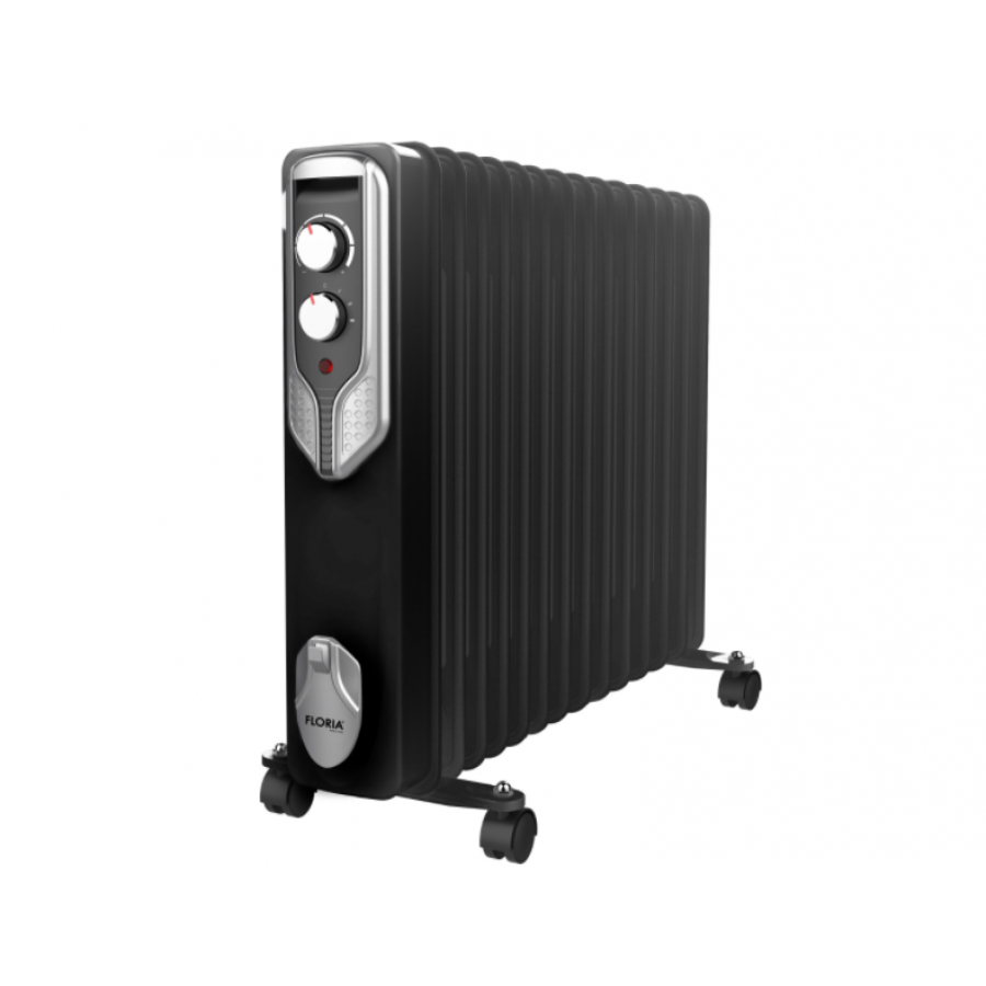 Calorifer Electric, 13 Elementi, 2500w, 3 Trepte De Putere (1000/1500/2500w), Roti De Transport, Indicator Luminos, Sistem De Siguranta, Design Ergonomic, Negru