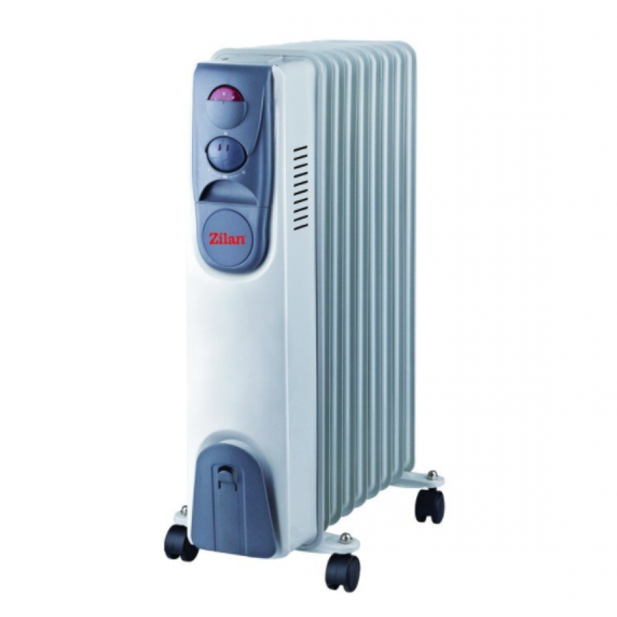 Calorifer Electric, 9 Elementi, 2000w, 3 Trepte De Putere (800/1200/2000w), Roti De Transport, Indicator Luminos, Sistem De Siguranta, Design Ergonomic, Gri