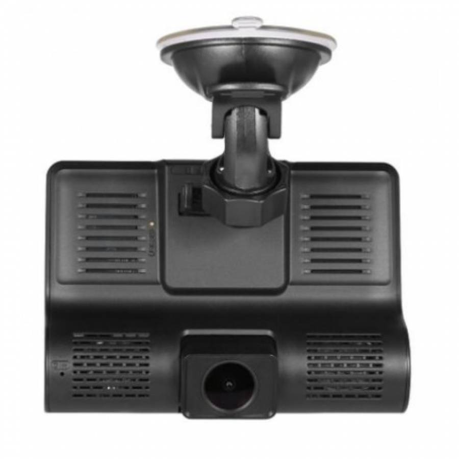 Camera Auto De Bord Klausstech , Functii  Dvr Full Hd Cu Trei Obiective In Fata, Spate Si  Interior