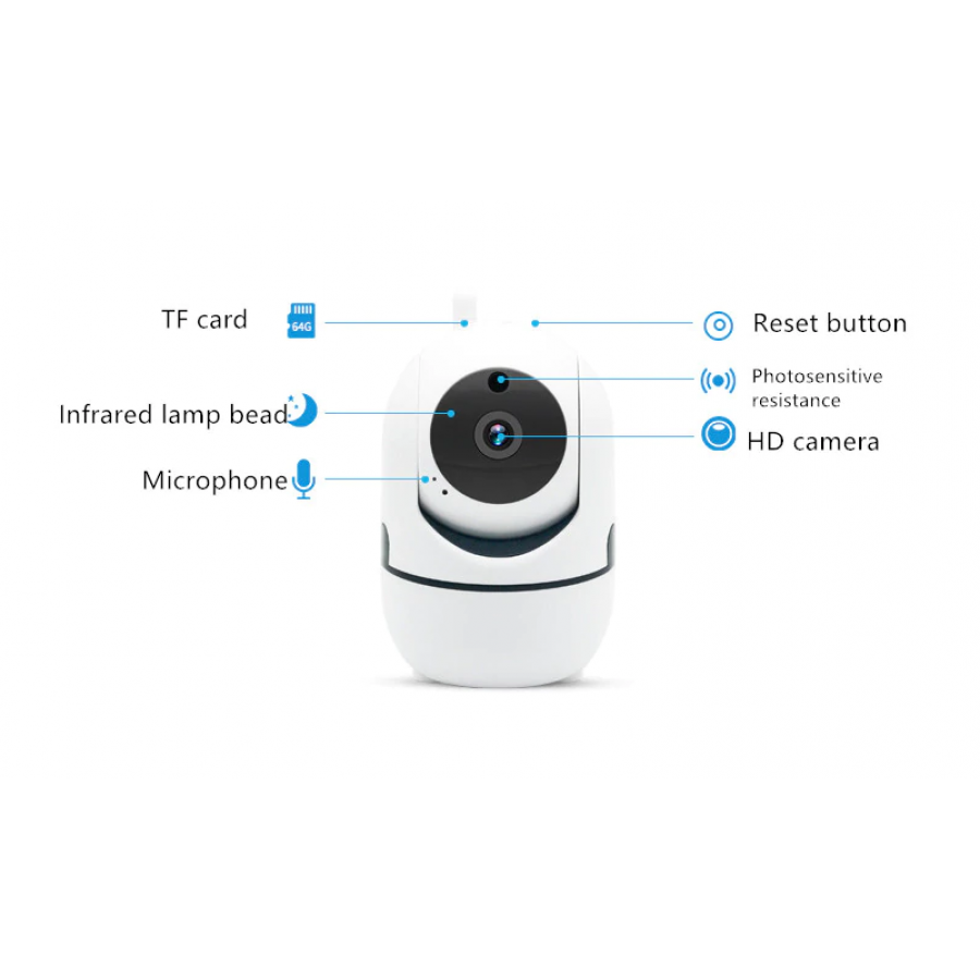 Camera Klausstech De Supraveghere Wireless, Conectivitate Wi-fi, Rezolutie 1280 X 720p, Unghi De Vizualizare 90°, Compatibila Android & Ios, Design Modern, Alb