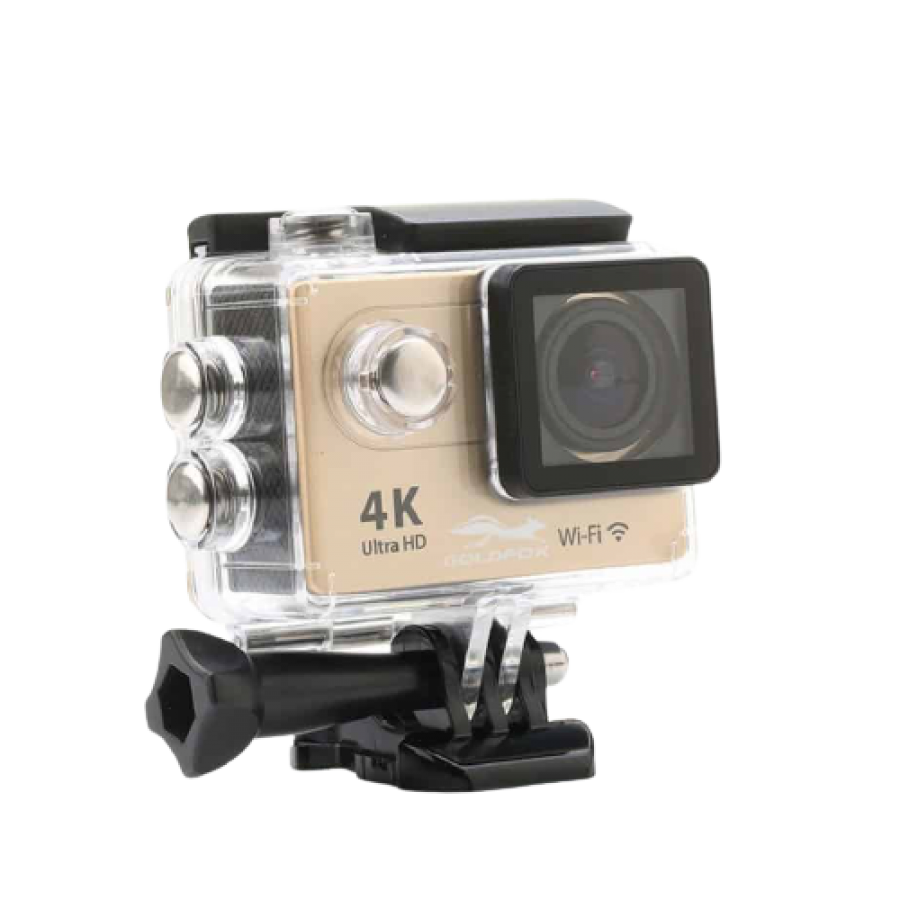 Camera Klausstech Sport, 4k Ultra Hd, Rezistenta La Apa, Unghi De 170 Grade, Autonomie Crescuta, Compacta Si Ergonomica, Folosita In Diferite Sporturi, Auriu
