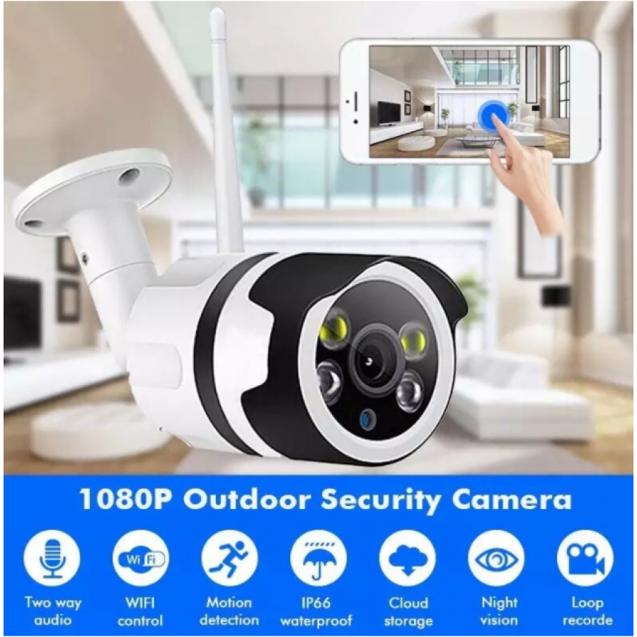 Camera Wifi Exterior Pentru Supraveghere Klausstech, Rezistenta La Apa, 10 W, Card Tf, Rezolutie 720p/1080p, Dc 12v 1a, Instalare Usoara, Alb