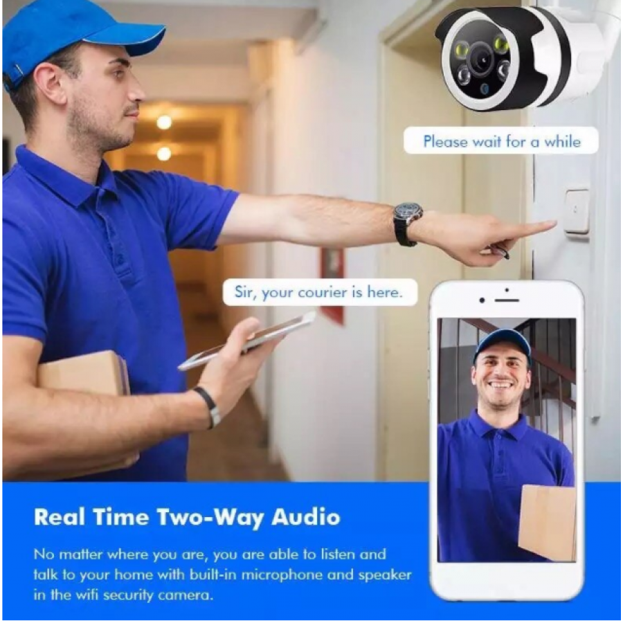 Camera Wifi Exterior Pentru Supraveghere Klausstech, Rezistenta La Apa, 10 W, Card Tf, Rezolutie 720p/1080p, Dc 12v 1a, Instalare Usoara, Alb