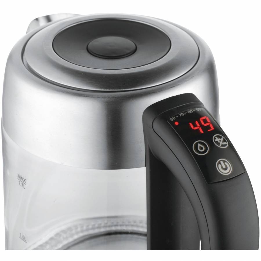 Cana Electrica, Digitala, Capacitate 1.7l, Putere 2200w, Iluminare Led, Maner Ergonomic, Indicator Nivel Apa, Temperatura Reglabila, Negru/argintiu