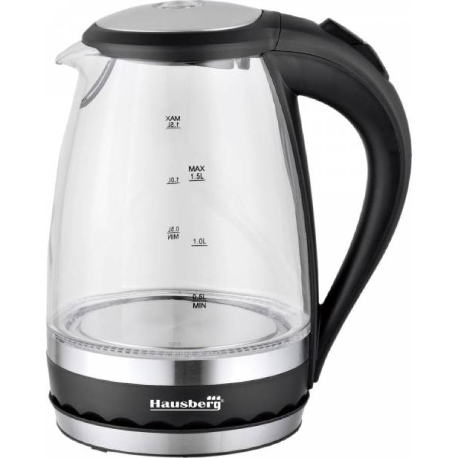 Cana Fierbator Cu Led Hausberg , 2200 W, Capacitate 1,5 L, Functie Oprire Automata, Fereastra Gradata, Intrerupator On/off Cu Led, Cana Detasabila, Design Ergonomic, Alb