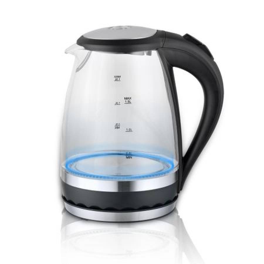 Cana Fierbator Cu Led Hausberg , 2200 W, Capacitate 1,5 L, Functie Oprire Automata, Fereastra Gradata, Intrerupator On/off Cu Led, Cana Detasabila, Design Ergonomic, Alb