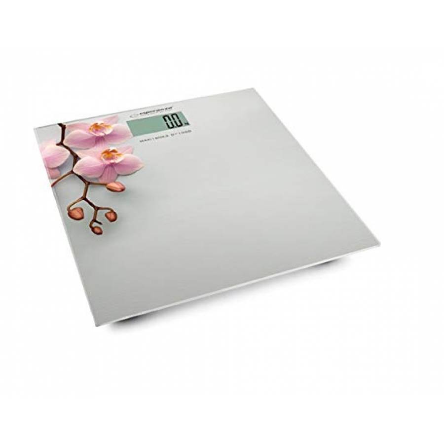 Cantar Corporal,  Echipat Cu 4 Senzori, Capacitate Maxima 180 Kg, Afisaj Lcd, Pornire Automata, Sticla Securizata, Design Modern, Print