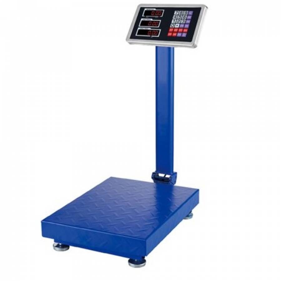 Cantar Electronic Comercial Cu Platforma Klausstech, Masa Maxima Suportata 700 Kg, Afisaj Lcd, Brat Pliabil, Indicator Nivel Baterie, Albastru