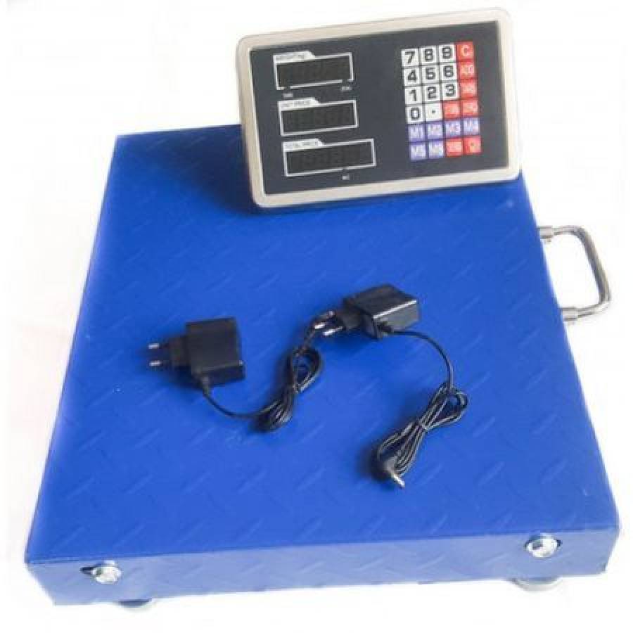 Cantar Electronic Comercial Wi-fi Klausstech Cu Platforma, Masa Maxima Suportata 300 Kg, Afisaj Lcd, Indicator Nivel Baterie, Culoare Albastru