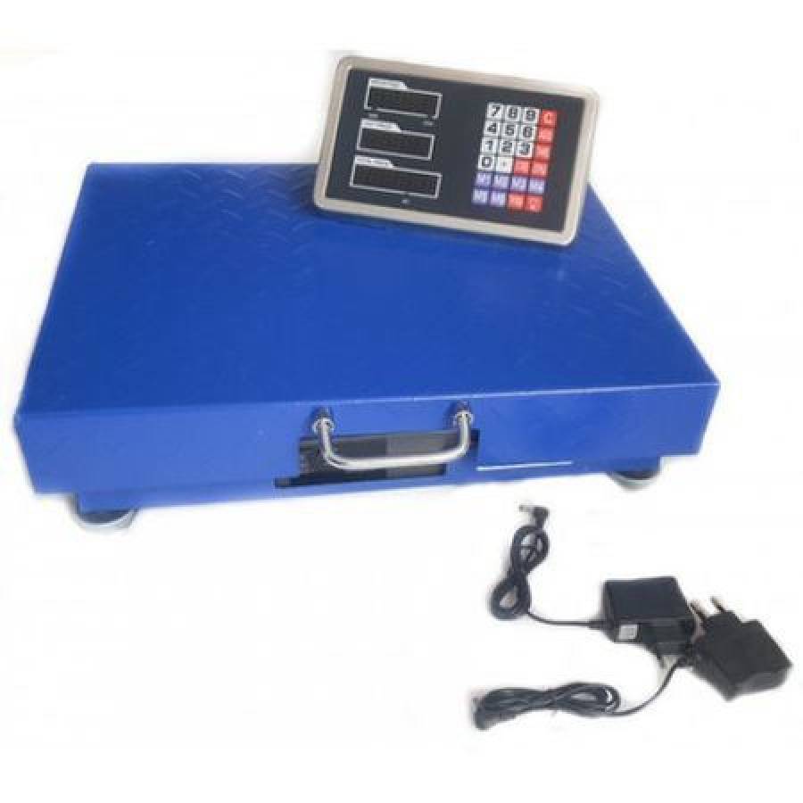 Cantar Electronic Comercial Wi-fi Klausstech Cu Platforma, Masa Maxima Suportata 300 Kg, Afisaj Lcd, Indicator Nivel Baterie, Culoare Albastru