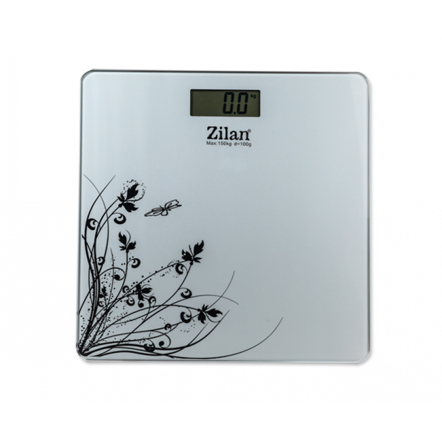 Cantar Electronic Corporal, Platforma Din Sticla, Suporta 150kg, Afisaj Digital, Afisaj Lcd, Functie Resetare, Oprire Automata, Design Floral, Alb