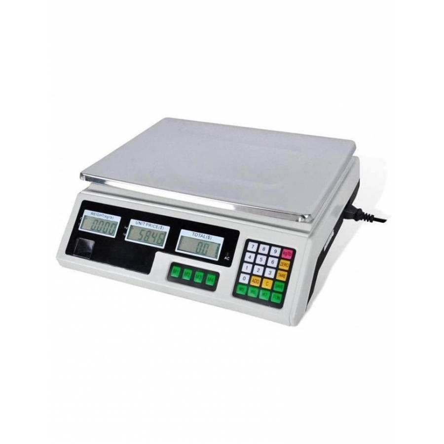 Cantar Electronic Klausstech Comercial, Afisaj Dublu, Masa Maxima Suportata 40 Kg, Afisaj Lcd, Platforma Inox, Indicator Nivelul Baterie, Design Compact