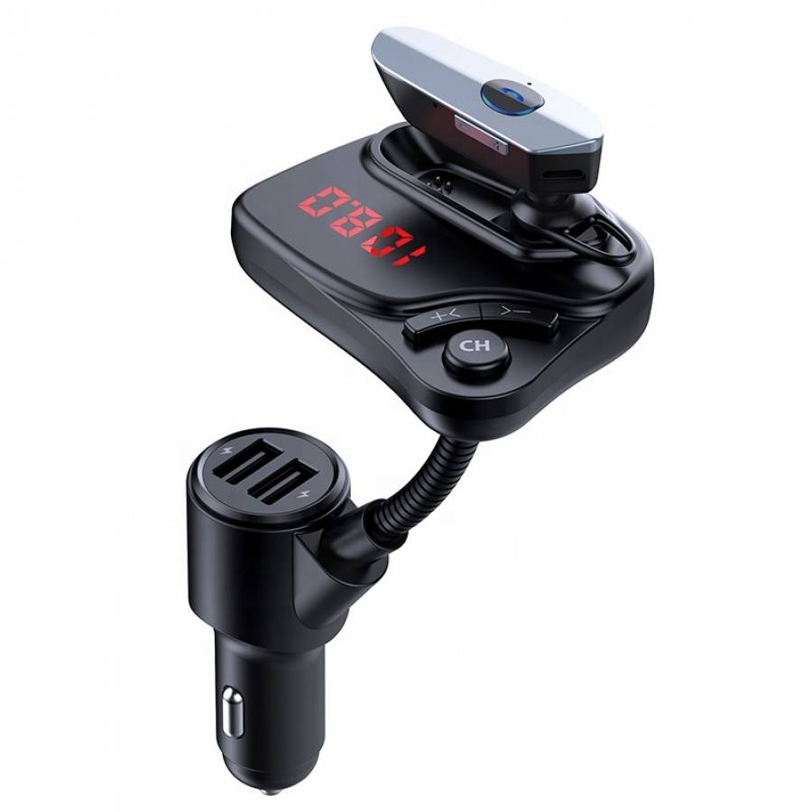 Car Kit Auto Klausstech, Modulator Fm, Casca Bluetooth, Mp3 Player, Incarcator Usb, Hands-free, 12-24v, Negru