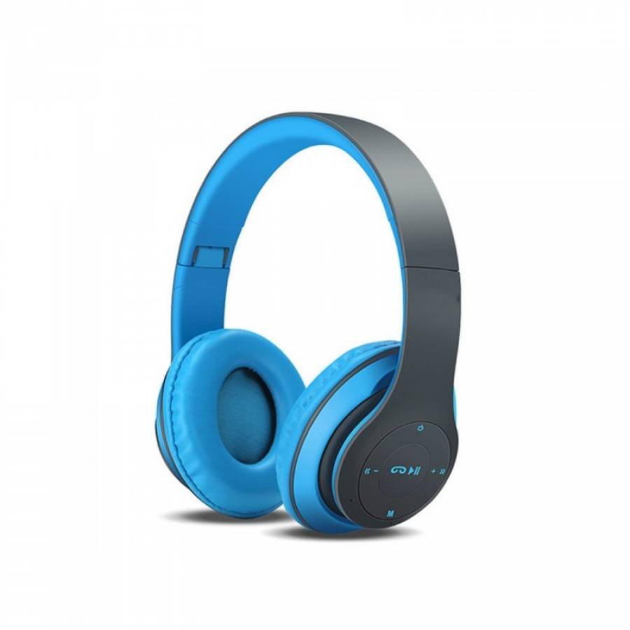 Casti Audio KlaussTech Cu Bluetooth , Culoare Albastru Cu Microfon Radio, Aux, Sd Card