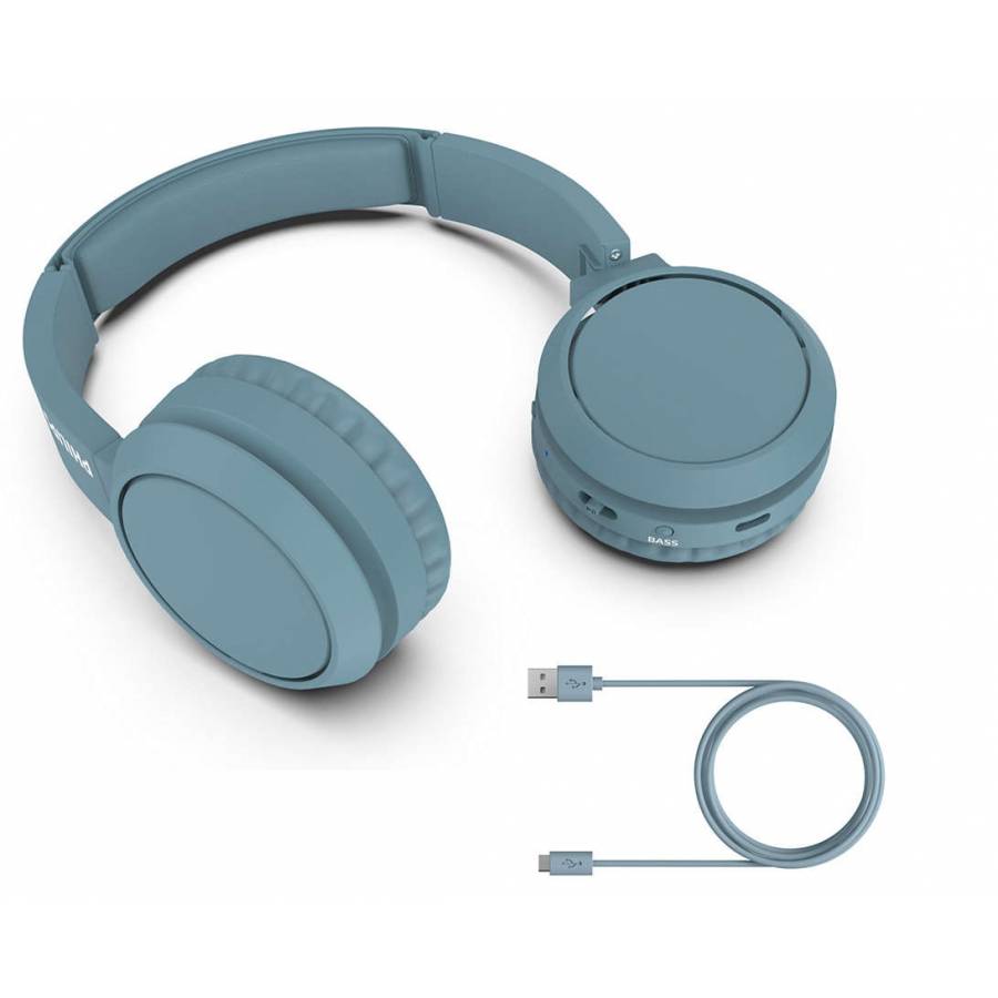Casti Audio Philips Wireless Cu Bass Boost, Supraauriculare, Difuzoare 32 Mm, Cablu Usb-c, Autonomie 29 H, Acumulator Li-polimer, Albatru