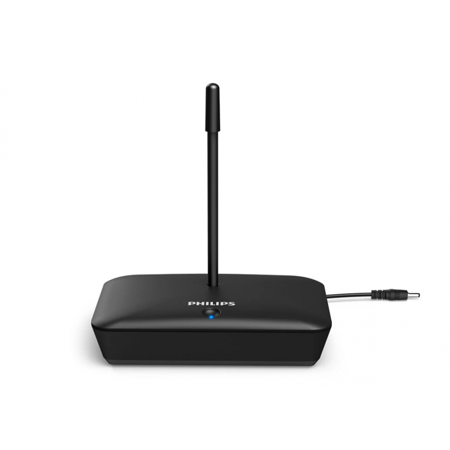 Casti Audio Philips Wireless Pentru Televizor, Difuzoare De 30 Mm, Intrare Audio (3,5 Mm) Pe Transmitator, Adaptor Inclus, Acoperire Transmitator 100m, Negru